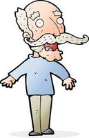 dessin animé vieil homme haletant de surprise vecteur
