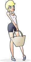 dessin animé jolie femme shopping vecteur