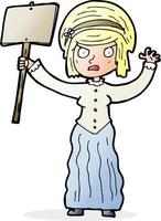 dessin animé femme vicorienne protestant vecteur