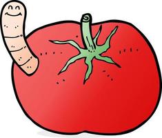 tomate de dessin animé avec ver vecteur
