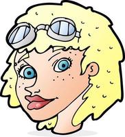 dessin animé femme heureuse portant des lunettes d'aviateur vecteur