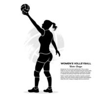 Joueur de volley-ball féminin soulevant le ballon isolé sur fond blanc vecteur