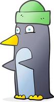 pingouin de dessin animé portant un chapeau vecteur