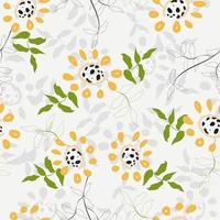 motif de fleurs doodle jaune vecteur