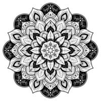 mandala floral décoratif noir et blanc vecteur