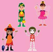 autocollants plats de personnages dhalloween pour enfants vecteur