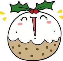 pudding de noël dessin animé mignon vecteur