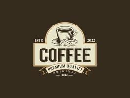 café logo rétro vintage vecteur