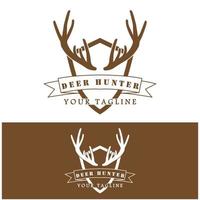 hunter deer antler logo vector illustration design avec modèle de slogan