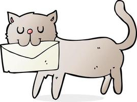 chat de dessin animé portant une lettre vecteur