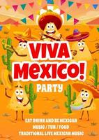 dépliant de fête viva mexico avec chips de nachos mexicains vecteur