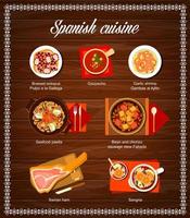 modèle de vecteur de conception de menu de repas de cuisine espagnole