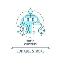 icône de concept turquoise de groupes de sujets. structuration du site Web. illustration de ligne mince d'idée abstraite de technique de seo avancée. dessin de contour isolé. trait modifiable. vecteur