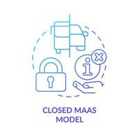 icône de concept de dégradé bleu modèle maas fermé. limiter le partage de données. mobilité en tant que modèle de service idée abstraite illustration en ligne mince. dessin de contour isolé. vecteur