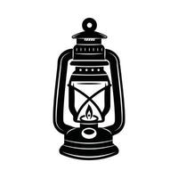 lampe rétro vintage pour le camping. peut être utilisé comme emblème, logo, badge, étiquette. marque, affiche ou impression. art graphique monochrome. vecteur