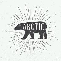 ours blanc arctique vintage avec slogan. illustration vectorielle vecteur