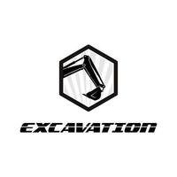 modèle de logo d'excavatrice, logo d'équipement lourd pour la construction vecteur