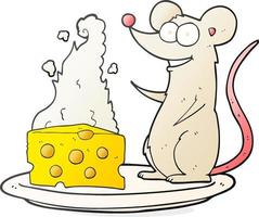 souris de dessin animé avec du fromage vecteur