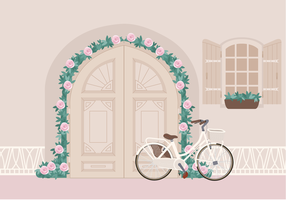 Vector Belle illustration de vélo à la porte