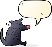 chien de dessin animé se gratter avec bulle de dialogue vecteur