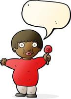 dessin animé gros enfant avec bulle de dialogue vecteur