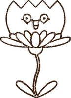 dessin au fusain fleur heureuse vecteur