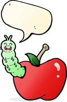 bogue de dessin animé mangeant une pomme avec bulle de dialogue vecteur