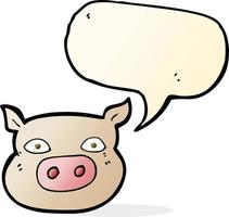 visage de cochon dessin animé avec bulle de dialogue vecteur