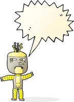 robot agitant de dessin animé avec bulle de dialogue vecteur
