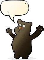 ours noir drôle de dessin animé avec bulle de dialogue vecteur