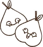 dessin au fusain de poires heureuses vecteur