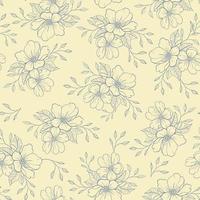 motif floral sans couture. floraison. fleurs de jardin d'été et de printemps. bleu. motif de fleurs blanches dessinées à la main graphique sur le textile de tissu de fond. éléments de design. motif floral pour faire-part de mariage vecteur