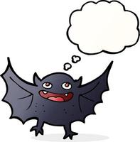 chauve-souris vampire dessin animé avec bulle de pensée vecteur