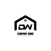 dw vecteur de conception de logo de lettres initiales pour la construction, la maison, l'immobilier, le bâtiment, la propriété.