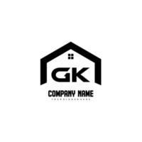 gk lettres initiales vecteur de conception de logo pour la construction, la maison, l'immobilier, le bâtiment, la propriété.