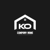 ko vecteur de conception de logo de lettres initiales pour la construction, la maison, l'immobilier, le bâtiment, la propriété.