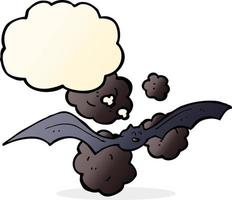 chauve-souris de dessin animé avec bulle de pensée vecteur