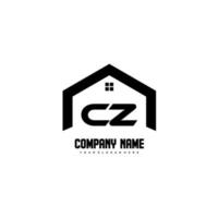 cz vecteur de conception de logo de lettres initiales pour la construction, la maison, l'immobilier, le bâtiment, la propriété.