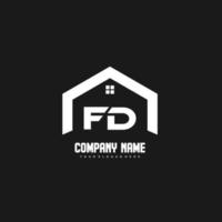 fd lettres initiales vecteur de conception de logo pour la construction, la maison, l'immobilier, le bâtiment, la propriété.