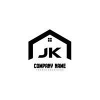 jk lettres initiales vecteur de conception de logo pour la construction, la maison, l'immobilier, le bâtiment, la propriété.