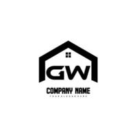 gw vecteur de conception de logo de lettres initiales pour la construction, la maison, l'immobilier, le bâtiment, la propriété.