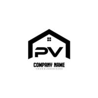 pv lettres initiales vecteur de conception de logo pour la construction, la maison, l'immobilier, le bâtiment, la propriété.