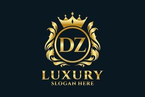 modèle de logo de luxe royal lettre dz initial dans l'art vectoriel pour les projets de marque luxueux et autres illustrations vectorielles.
