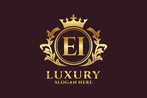 modèle initial de logo de luxe royal de lettre ei dans l'art vectoriel pour des projets de marque luxueux et d'autres illustrations vectorielles.