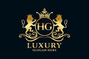 modèle initial de logo de luxe hg lettre lion royal dans l'art vectoriel pour les projets de marque de luxe et autres illustrations vectorielles.