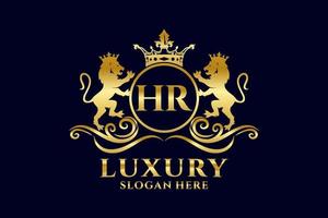 modèle de logo de luxe royal lion lettre initiale hr dans l'art vectoriel pour les projets de marque de luxe et autres illustrations vectorielles.