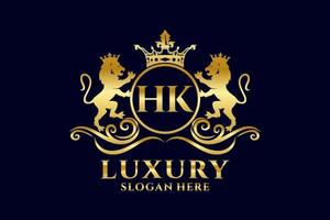 modèle initial de logo de luxe hk lettre lion royal dans l'art vectoriel pour les projets de marque luxueux et autres illustrations vectorielles.