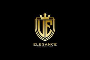 logo monogramme de luxe élégant initial ou modèle de badge avec volutes et couronne royale - parfait pour les projets de marque de luxe vecteur