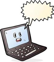 ordinateur portable de dessin animé avec bulle de dialogue vecteur