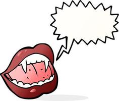 lèvres de vampire de dessin animé avec bulle de dialogue vecteur
